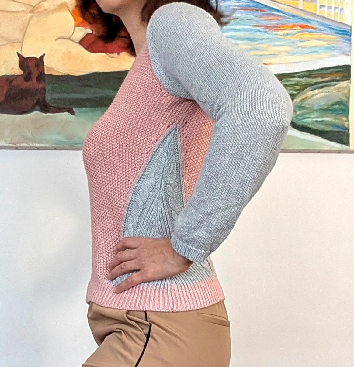 Pull femme rose vintage coton 34 – photo 2